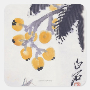 Adesivo Quadrado Loquats e um gafanhoto