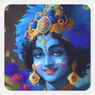 Adesivo Quadrado Lord Krishna Indian Deus Deity