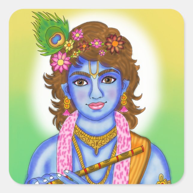 Adesivo Quadrado Lord Krishna Sticker (Frente)
