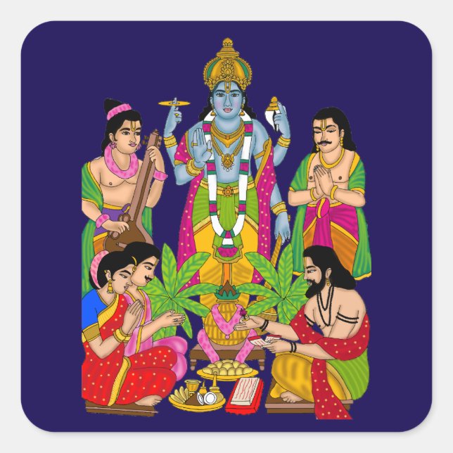 Adesivo Quadrado Lord Satyanarayan Sticker (Frente)