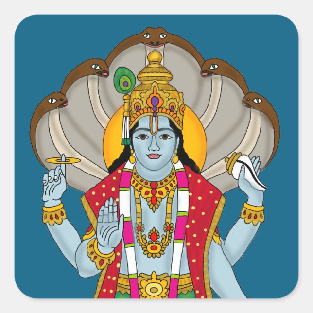 Adesivo Quadrado Lord Vishnu Sticker (Frente)