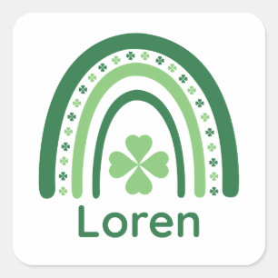 Adesivo Quadrado Loren Name Clover Boho Rainbow