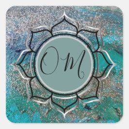Adesivo Quadrado Lotus esrolante azul eslegante OM