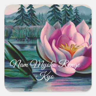 Adesivo Quadrado Lotus Nam Myoho Renge Kyo Buddhist Sticker