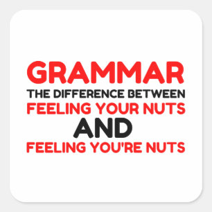 Adesivo Quadrado Loucos gramaticais