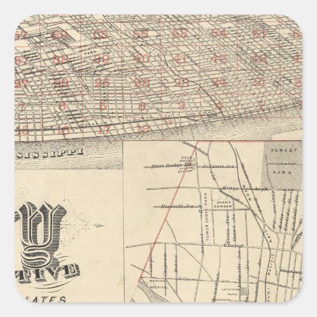 Adesivo Quadrado Louis, Missouri (Frente)