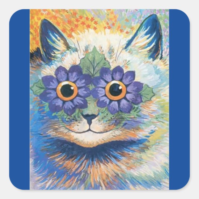 Adesivo Quadrado Louis Wain Psychedelic Cat (Frente)
