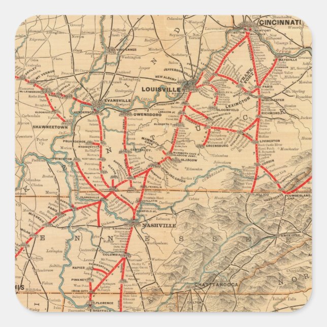 Adesivo Quadrado Louisville e Nashville Railroad (Frente)