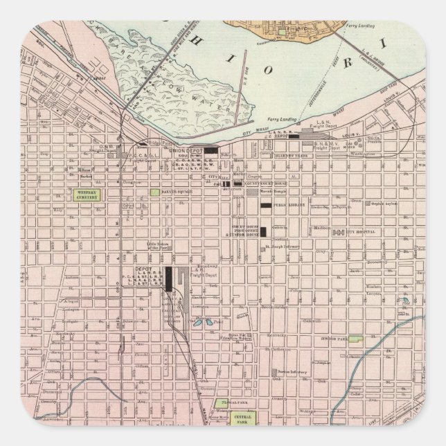 Adesivo Quadrado Louisville, Kentucky (Frente)