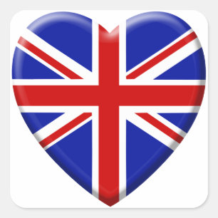 Adesivo Quadrado love bandeira Reino Unido Inglaterra