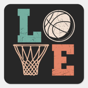 Adesivo Quadrado Love Basball   design de basquete adorável