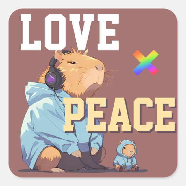 Adesivo Quadrado LOVE × CAPYBARA - Custom (Frente)