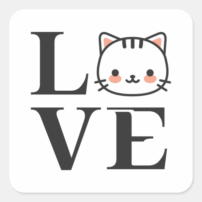 Adesivo Quadrado Love Cats (Frente)