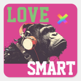 Adesivo Quadrado LOVE × CHIMPANZEE  - Custom
