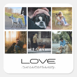 Adesivo Quadrado Love Dog Family Portrait Collage Design