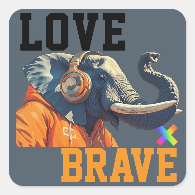 Adesivo Quadrado LOVE × ELEPHANTS - Custom (Frente)