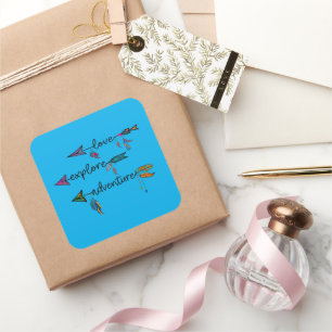 Adesivo Quadrado Love Explore Adventure Arrow Tribal Boho Design