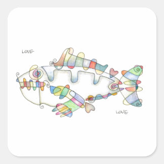 Adesivo Quadrado love fish love