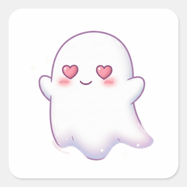 Adesivo Quadrado Love Ghost – Kawaii & Adorable! (Frente)
