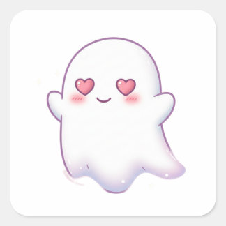 Adesivo Quadrado Love Ghost – Kawaii & Adorable!