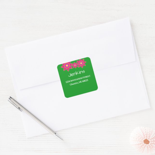 Adesivo Quadrado "Love Grows" Bright Floral Wedding Endereço (Envelope)