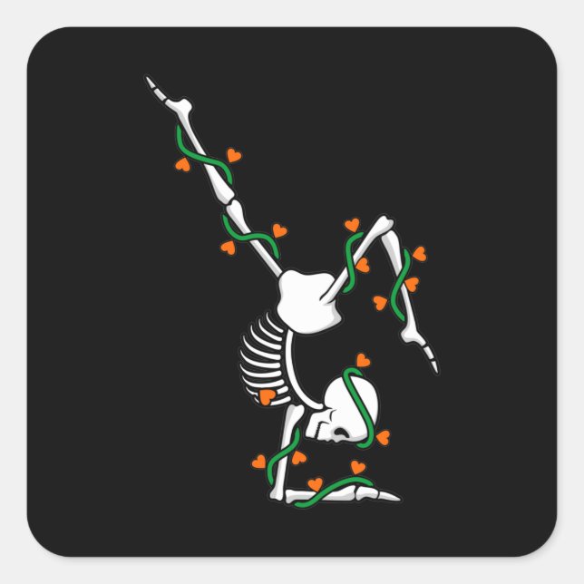 Adesivo Quadrado Love Gymnastics Skeleton Gymnast Gymnastic Lover G (Frente)