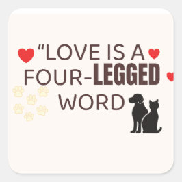 Adesivo Quadrado Love Is a Four-Legged Word | Cute Pet Wall Art & S