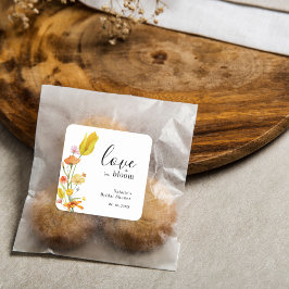 Adesivo Quadrado Love is in Bloom Spring Wildflower Bridal Shower