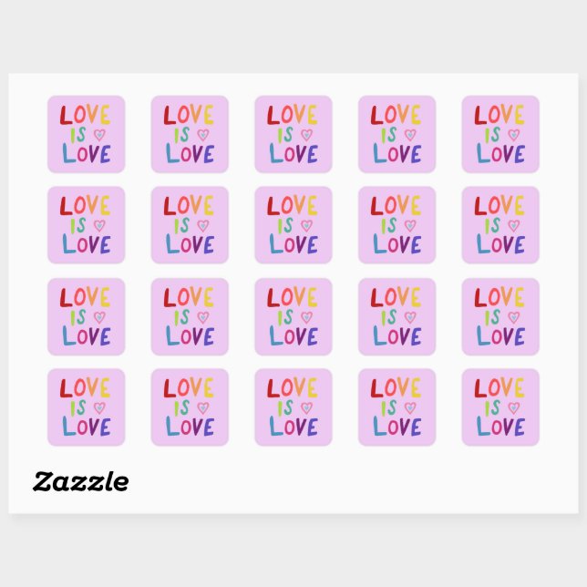 Adesivo Quadrado LOVE IS LOVE Rainbow Handlettering Set of of (Folha)