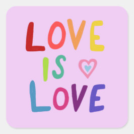 Adesivo Quadrado LOVE IS LOVE Rainbow Handlettering Set of of