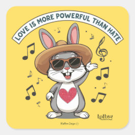 ADESIVO QUADRADO LOVE IS MORE POWERFUL THAN HATE BUNNY STICKERS