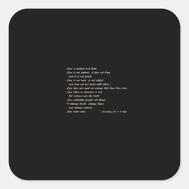 Adesivo Quadrado Love Is Patient Simple Inspirational Design  (Frente)