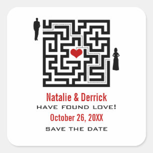 Adesivo Quadrado Love Maze Save the Date Stickers