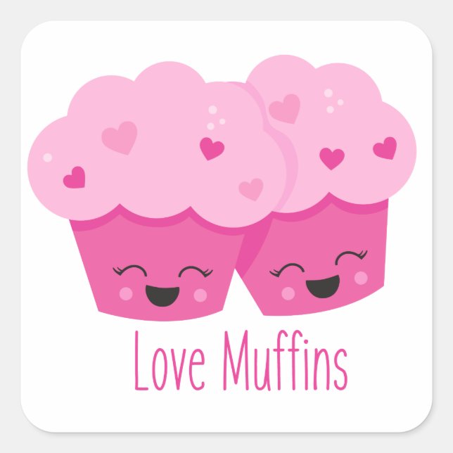 Adesivo Quadrado Love Muffins, ganhador de diversão de arte (Frente)