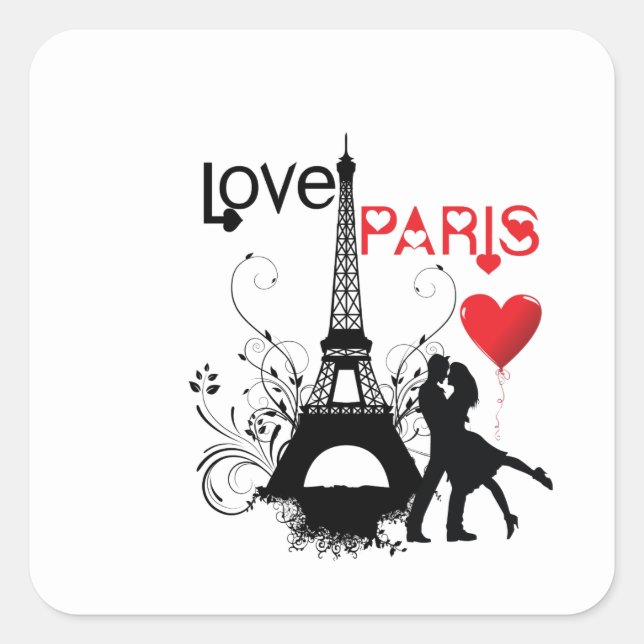 Adesivo Quadrado Love Paris (Frente)