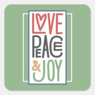 Adesivo Quadrado Love Peace & Joy Square Sticker