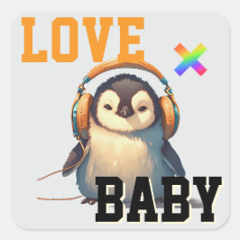 Adesivo Quadrado LOVE × PENGUIN - Custom スケートボード