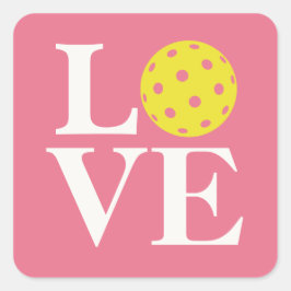 Adesivo Quadrado "LOVE" Pickleball Chiclete Rosa Bubblegum