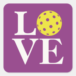 Adesivo Quadrado "LOVE" Pickleball Frasco Roxo