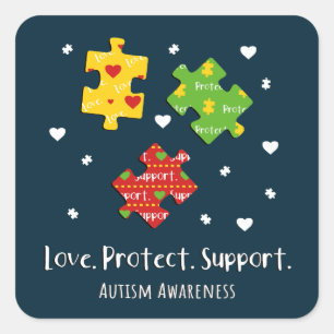 Adesivo Quadrado Love Protect Suporta Quebra-cabeça de Consciência 