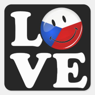 Adesivo Quadrado Love República Checa Smiling Flag