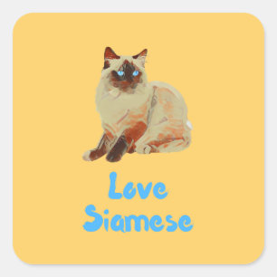 Adesivo Quadrado Love Siamese Cats