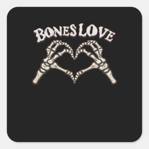 Adesivo Quadrado Love Skeleton Hand Classic