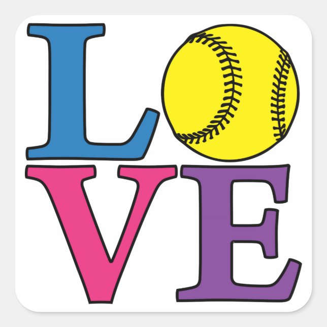 Adesivo Quadrado LOVE Softball (Frente)