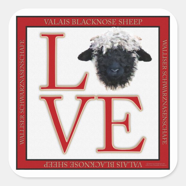 Adesivo Quadrado Love Valais Blacknose Sheep Square Stickers (Frente)