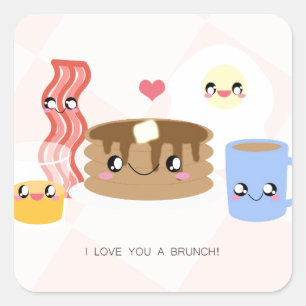 Adesivo Quadrado Love You a Brunch Stickers (Folha de 20)