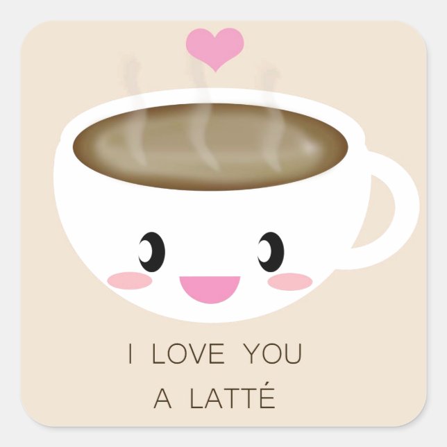 Adesivo Quadrado Love You a Latté Sticker (Folha de 20) (Frente)