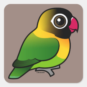 Adesivo Quadrado Lovebird Amarelo-colocado um colar