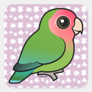 Adesivo Quadrado Lovebird Rosado-enfrentado