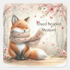 Adesivo Quadrado Loved Beyond Measure Whimsical Fox Sticker